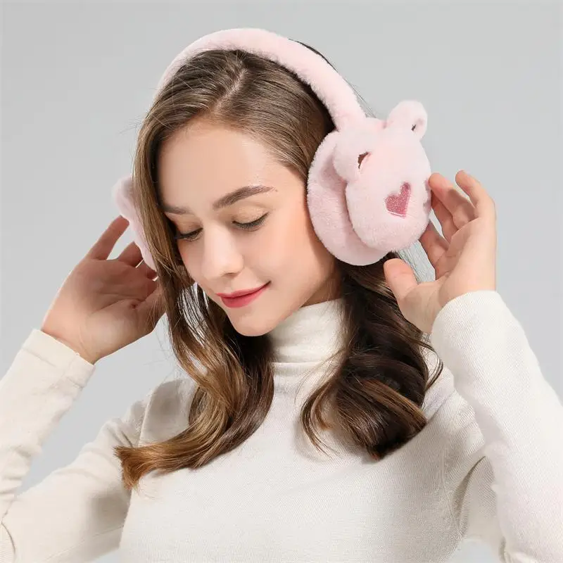 OEM Winter cartoon adult Mickey rides warm plush thick ears warm ear cover purple plush earmuff