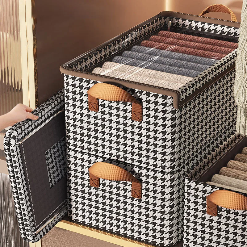 DS4087 Fabric Closet Organizers for Pants Jean Underwear Organizer Drawer Organizer Foldable Clothes Storage Box Drawer with Lid