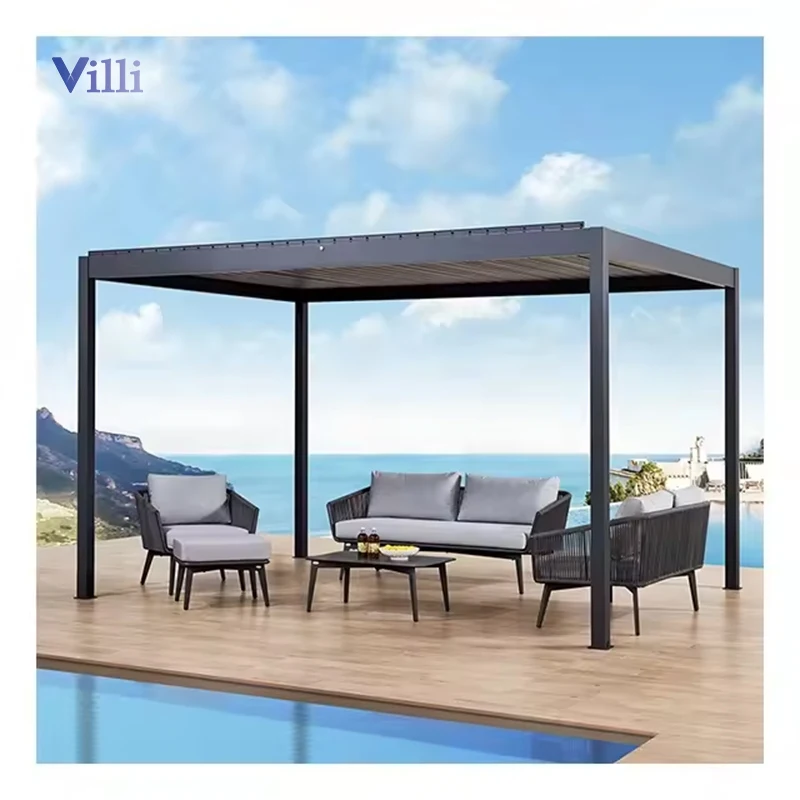 Pergola Aluminium Outdoor 3x3 Design Open Sunshade Shutter Louver Roof Electric Canopy Gazebo Glass Pergola