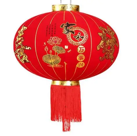 Chinese  New Year Red Chinese Traditional Silk Lantern Outside Festival Red Lantern
