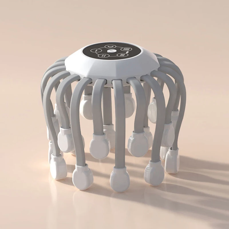 New 20 Heads Wireless Vibration Silicone Scalp Electric Hair Massager Octopus Spider Music Red Light Head Massage Machine