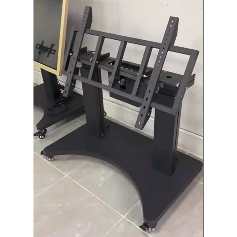 New Design 65-98 inch tv mobile cart big stand swivel 90 degrees electric lifting and flipping tv floor bracket for conference