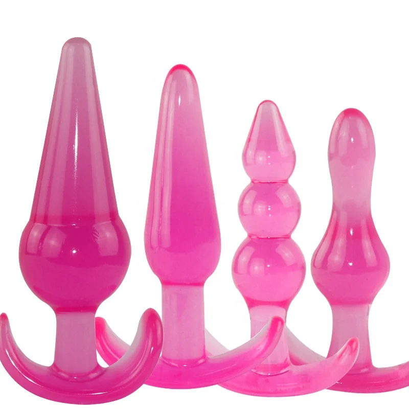 Netphi Pack of 4 Beginner Anal Dildo Set Silicone Butt Plugs for Beginners Starter Set