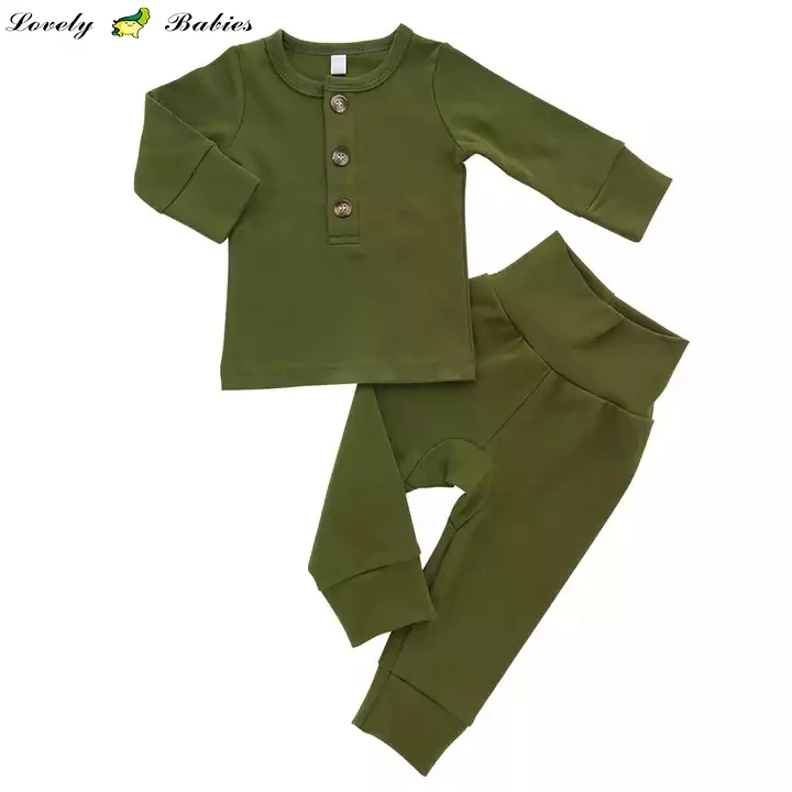 Прекрасные дети оптовая продажа, комплект из 2 предметов, пижамы со свободным рукавом Плотная трикотаж бамбуковая вискоза пижамный комплект для детей