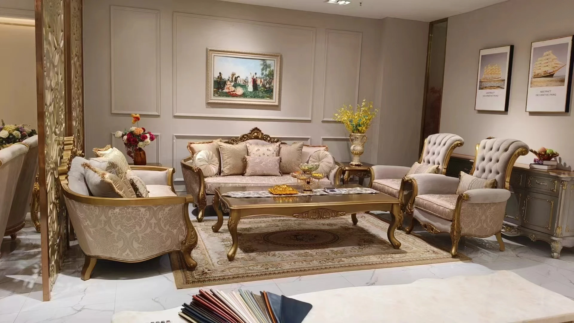 New design Sofa Living Room furniture set Solid Wood Genuine leather Living Room Sofas classic sofa set