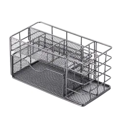 Multifunctional Desktop 4 Compartments Metal Mesh Desk Organizer Office Storage Caddy Pen Pencil Holder