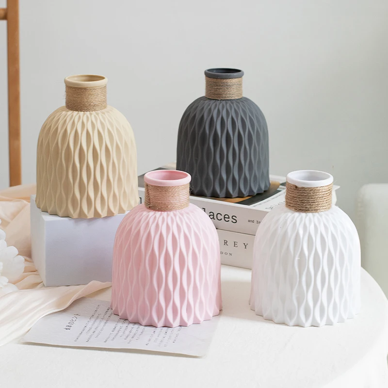 Hot Sale Plastic Vase Nordic Style Water Ripple Vase For Home Decoration