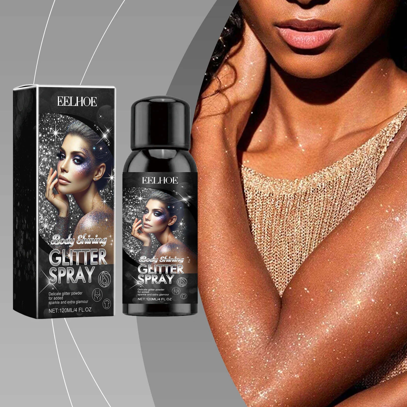 EELHOE Ladies Shine Powder Glowing Glitter Powder Lasting Glitter Setting Spray