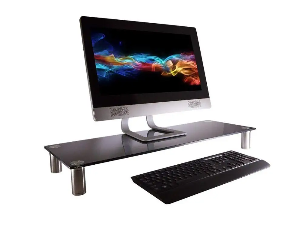 Hot Sale Adjustable Tempered Glass Laptop Desktop Computer Monitor Stand