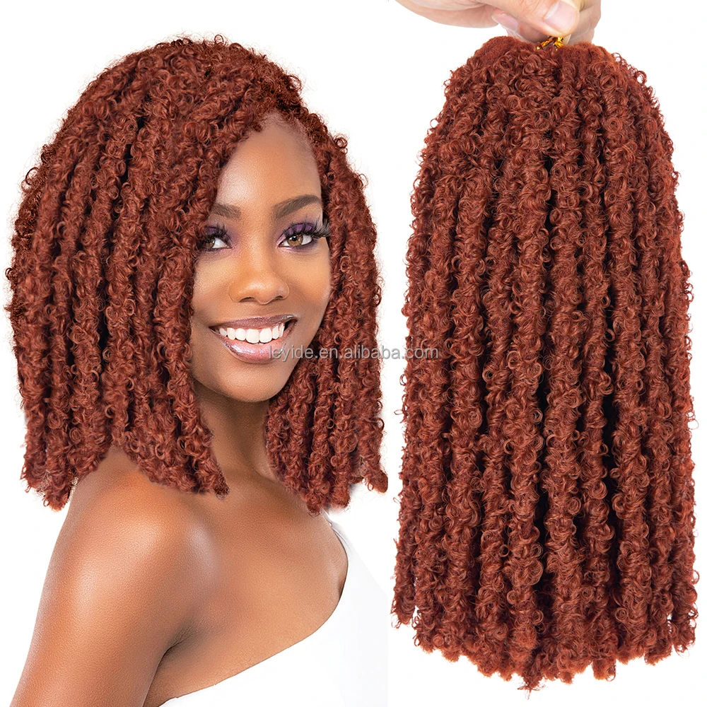 30 inch Synthetic Hair Afro Butterfly Faux Locs Messy Braids Pre-Looped Distressed Loc Twist Dreadlocks Crochet Hair Extensions