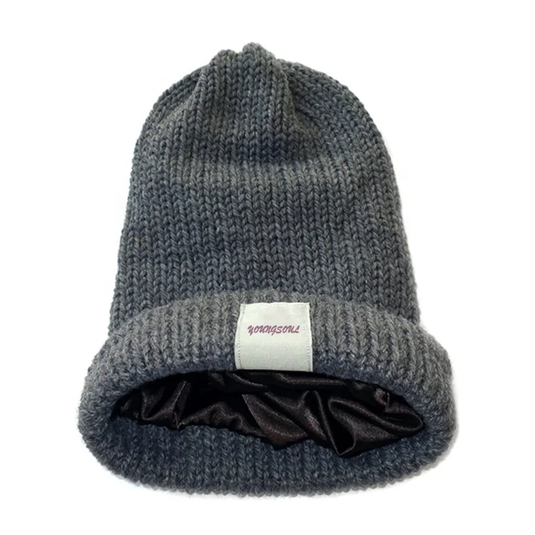 Custom sublimation beanie satin lined cap blank beanies spandex rayon hat slouchy beanie wholesale