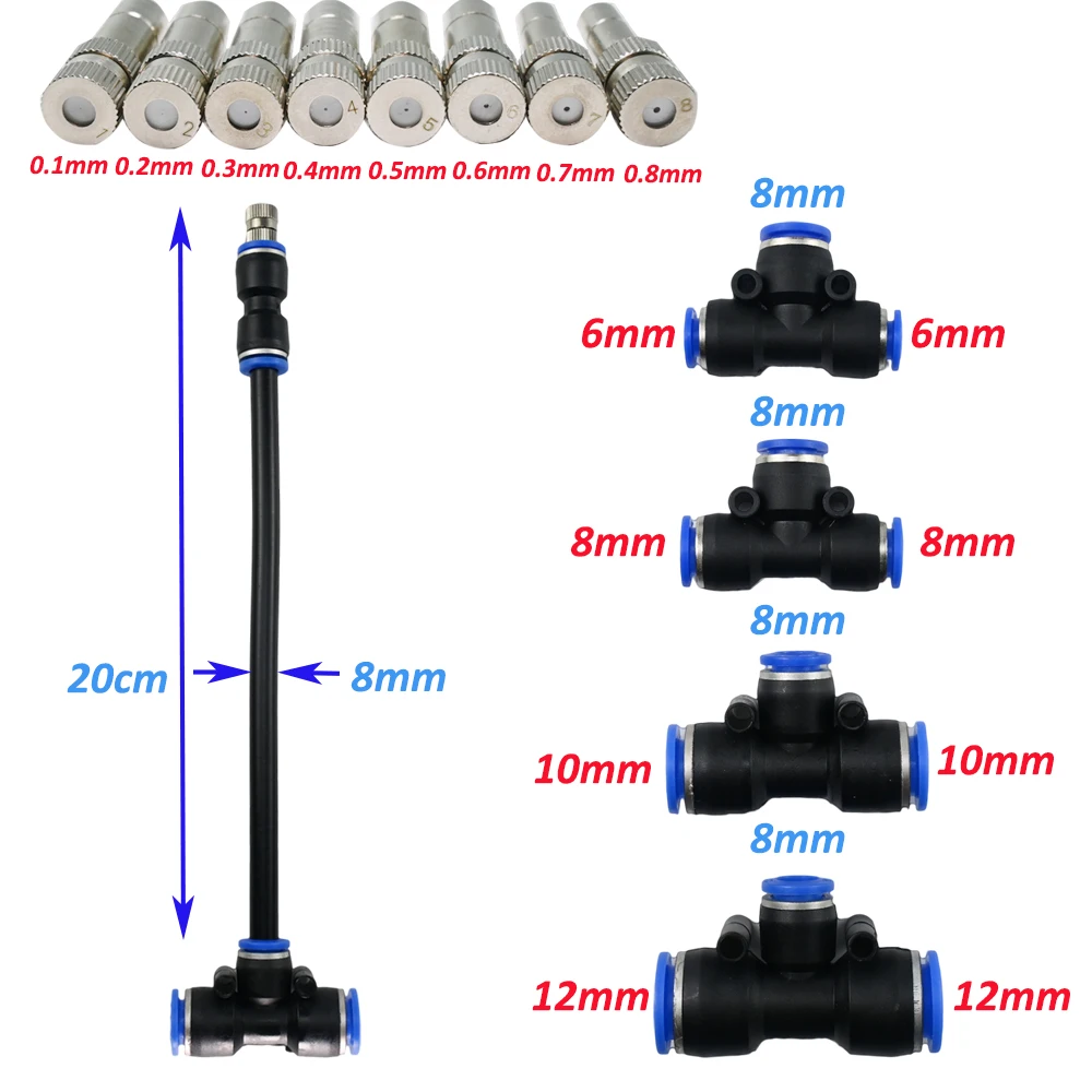20CM Free Bending Slip Lock Nozzle Misting Spray Kit For Garden Greenhouse Irrigation System Fog Aquarium Reptile Humidity