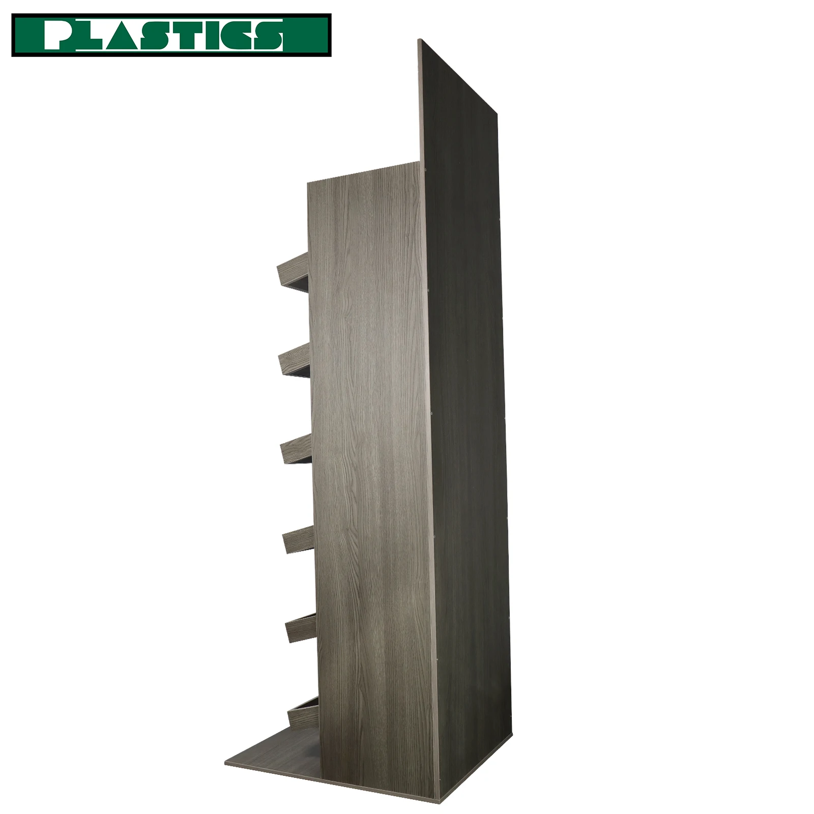 Custom Retail Acrylic Cylinder Wood Hat Display Shelf Stand Single Side Floor Standing Hat Display Rack