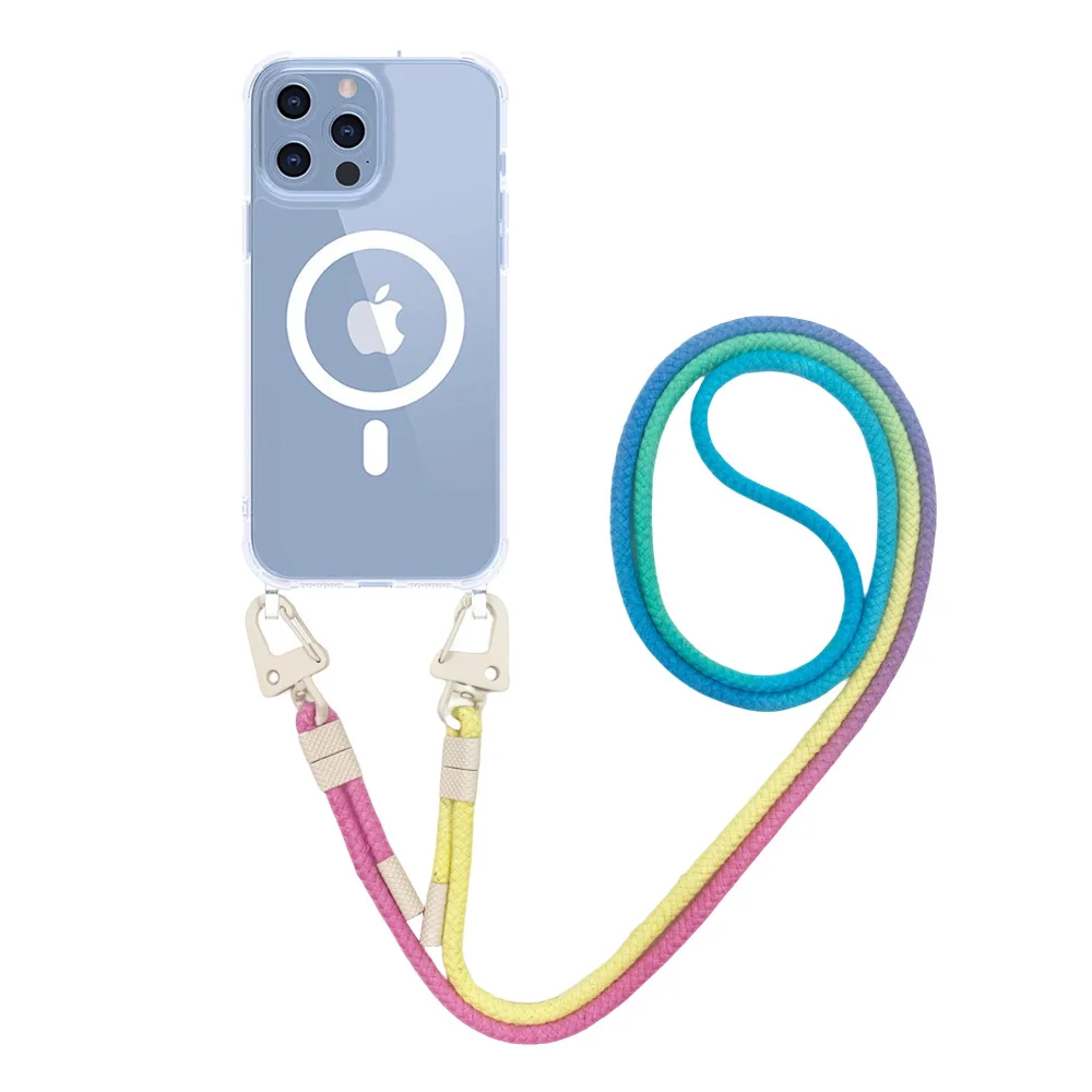 lanyard TPU Silicone MagSafing Magnetic Wireless Charging Protective Camera Phone Case for Samsung S23 S22 Iphone 14 13 12 11 Xr