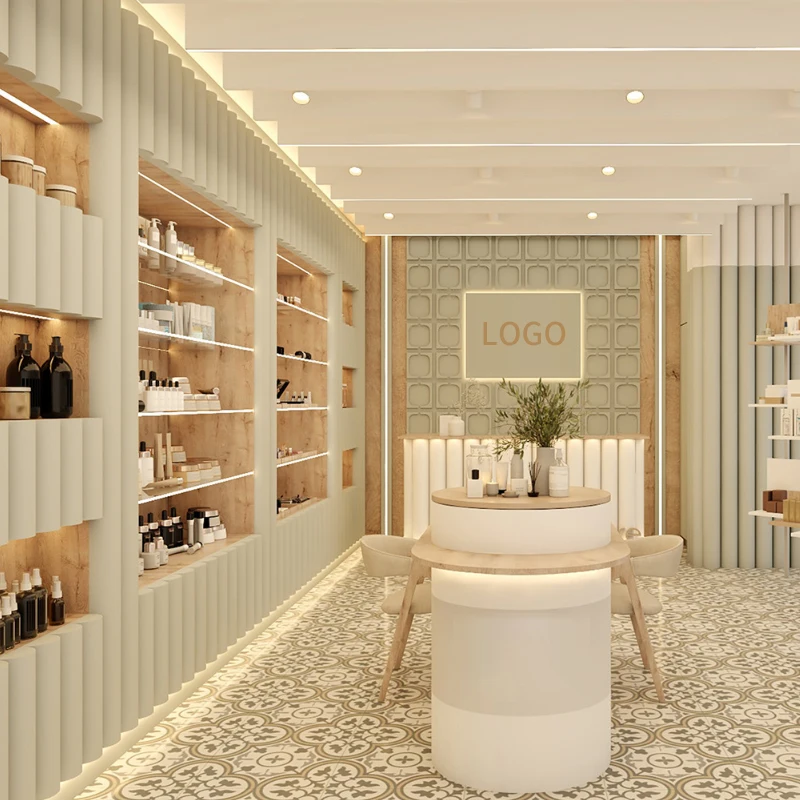 Boutique Wall Display Stand Shelf Cosmetics Product Cabinet Beauty Store Shelving Display Cases Cosmetic Supply Display Stand