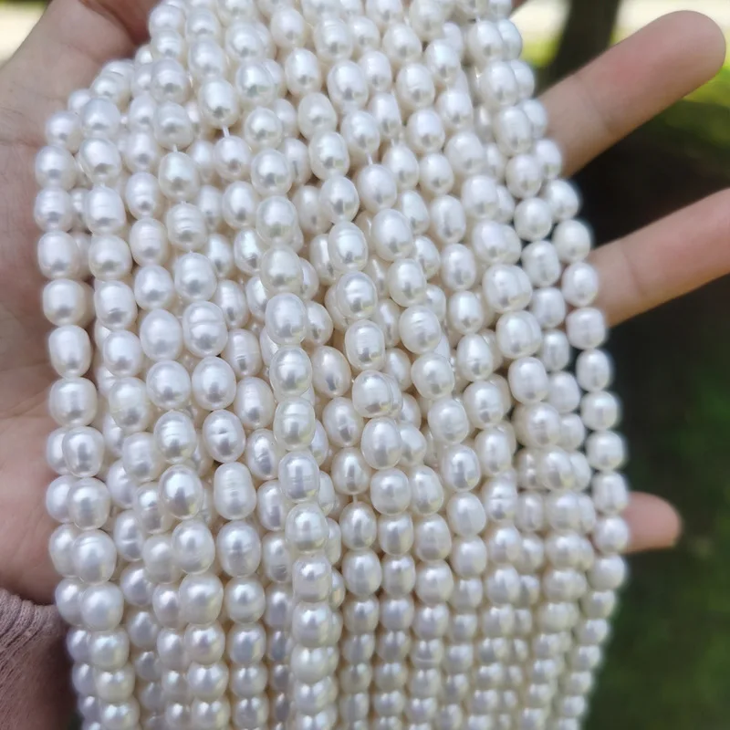 Zhiteng Natural 6-7mm Rice Bead Fresh Water Pearl Loose Beads Strand Jewelry Wholesale