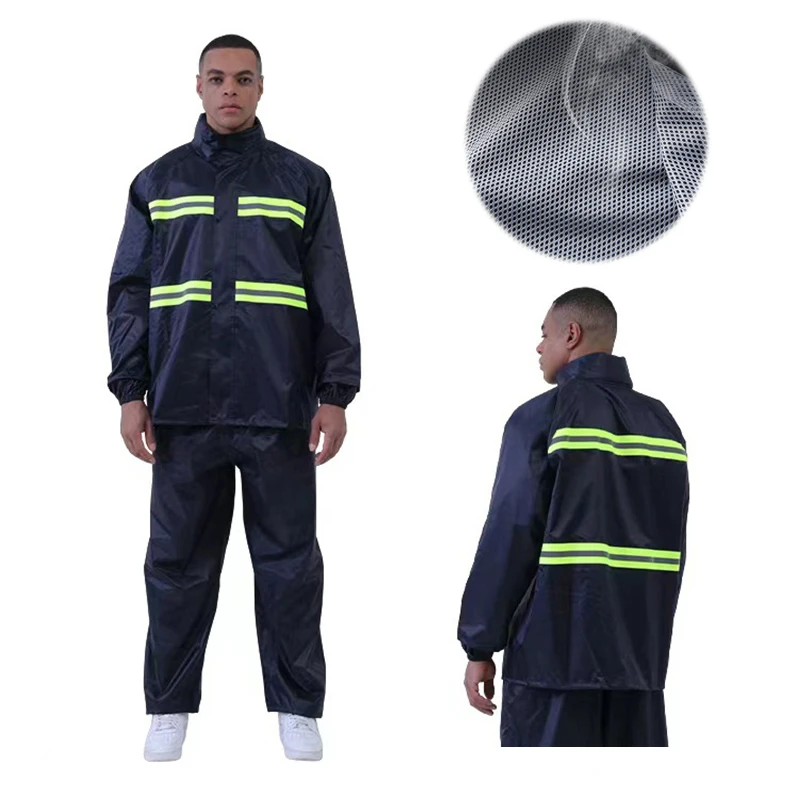 Wholesale Reusable Polyester PVC Waterproof Motorcycle Rain Coat Suit Outdoor Travel Hiking Fishing Raincoat For Adult