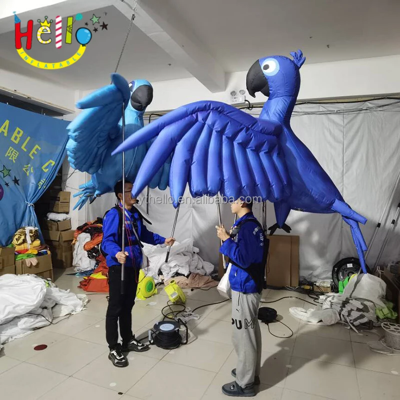 Festival Parade Inflatable Mascot Bird Costume Blue Inflatable Parrot Costume