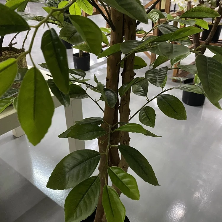 Dongguan large artificial plants tall lemon tree leaves fabrics