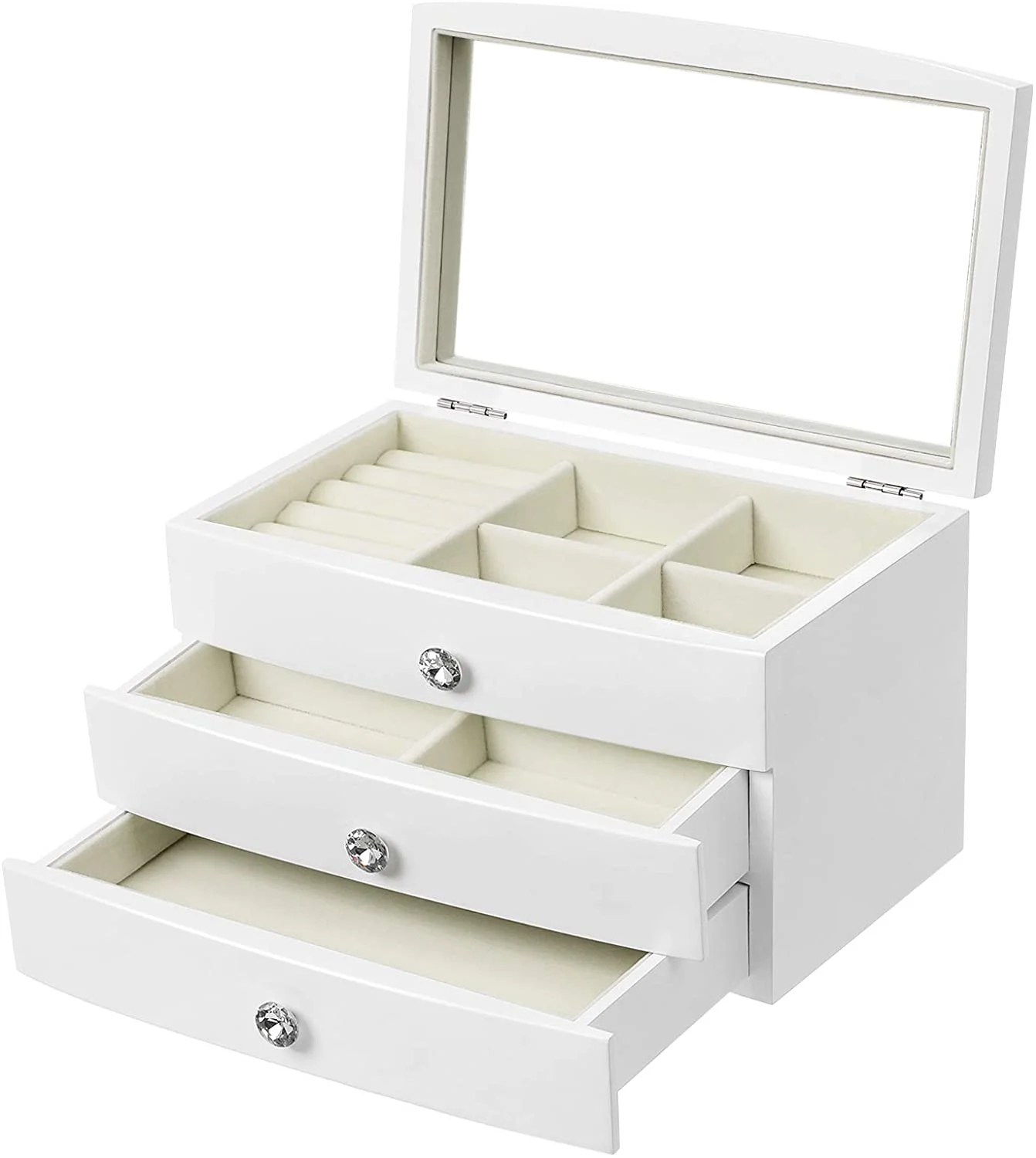 Fashionable beautiful Wood lacquer Box Tray Storage Cabinet jewelry Box for ladies gift jewelry packaging storage jewel cabinet