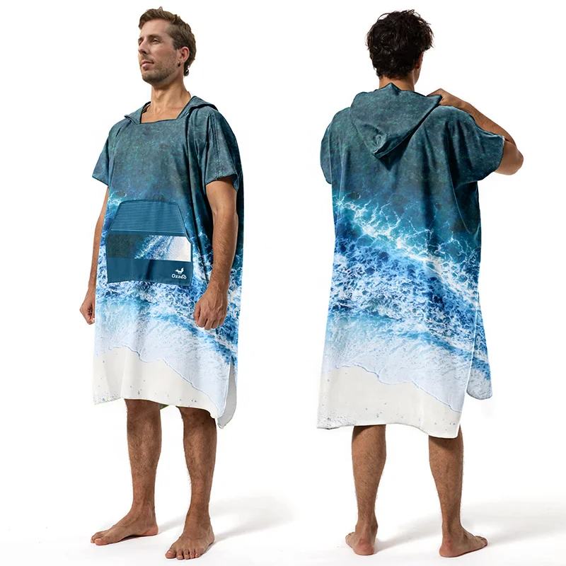 Customized Printing Changing Surf Poncho Swim Robe Quick Dry Microfiber Hooded Beach Towel