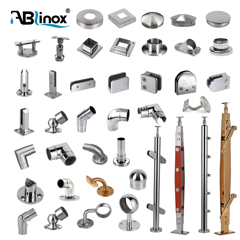 ABLinox Balcony Staircase Glass Handrail Fitting Stainless Steel Glass Clamp Handrail Post Railing Accessories