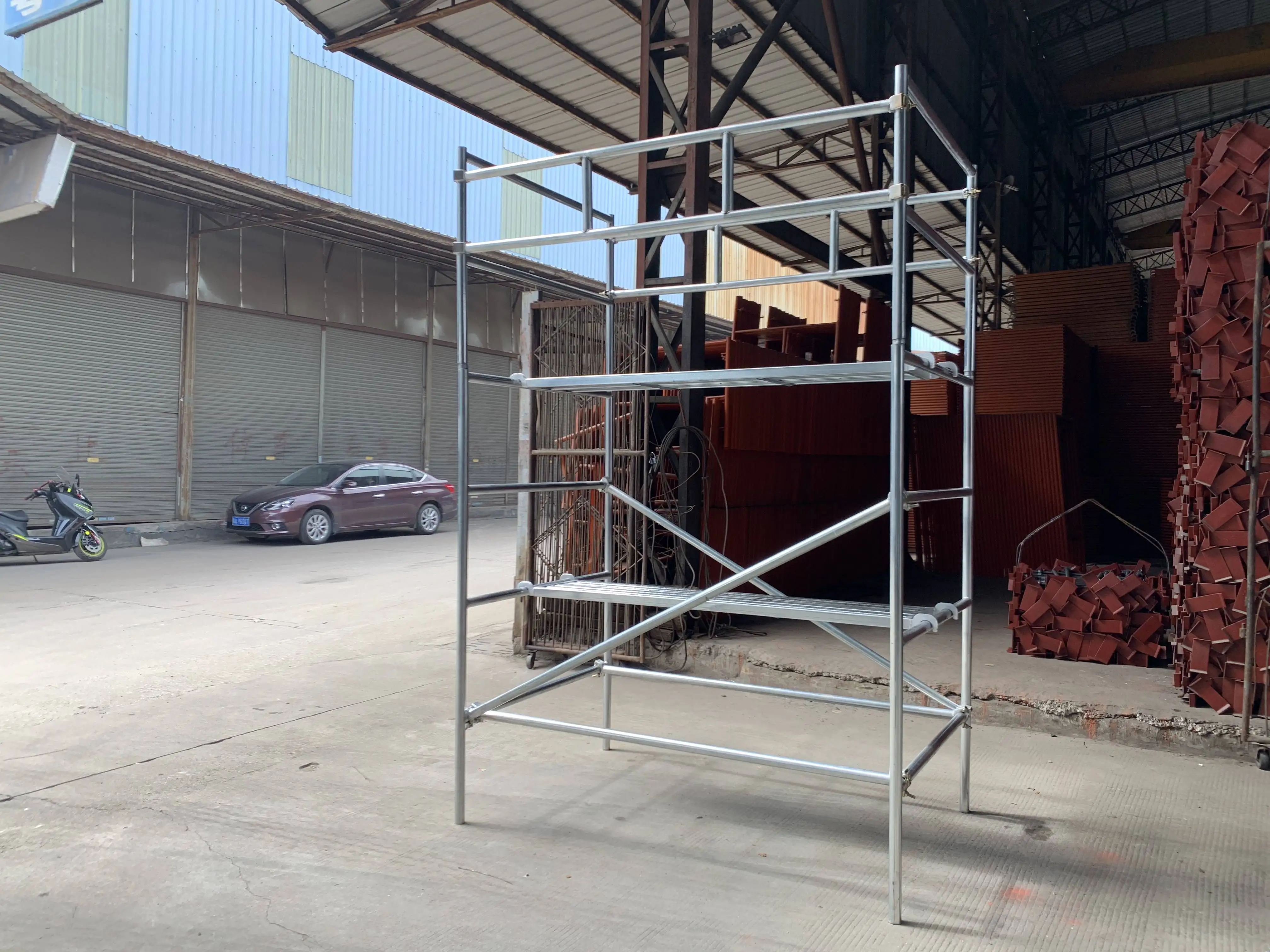 Cross braced  scaffold  ladder type fastener steel pipe scaffold tubular frame scaffolding
