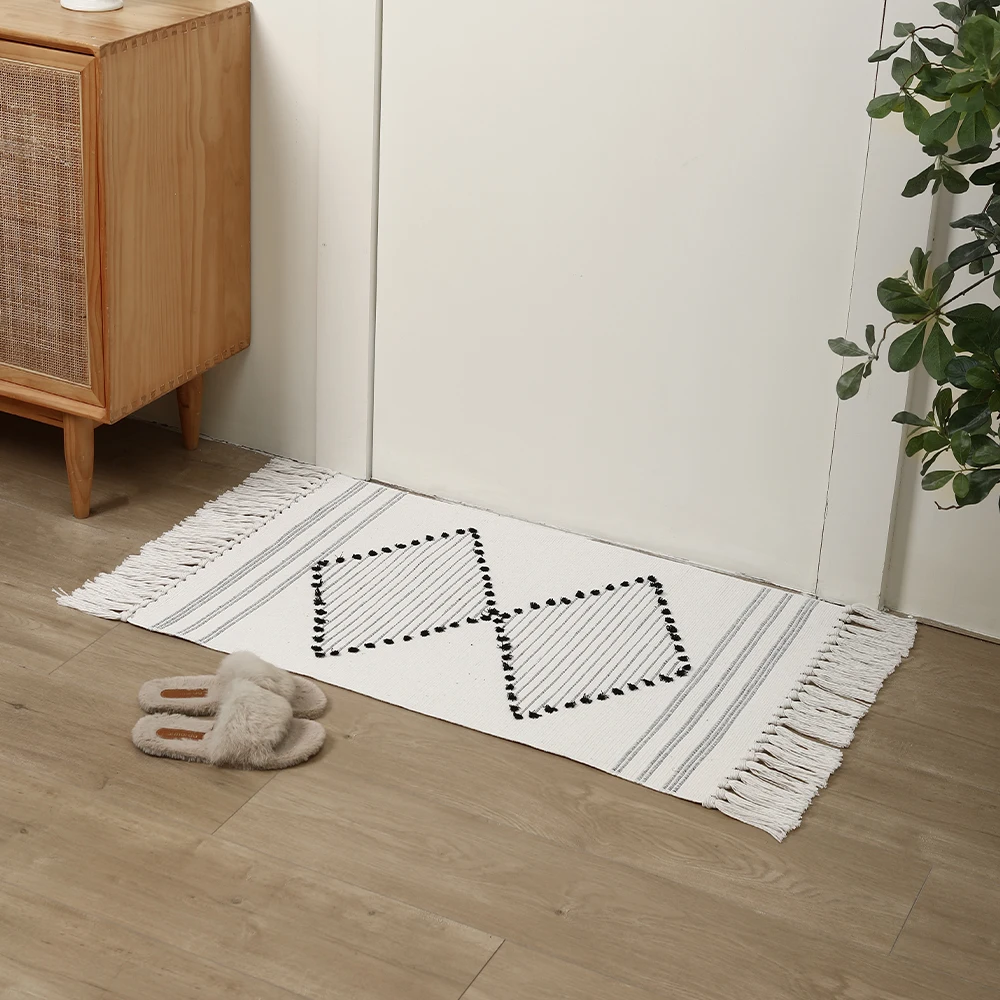 Manufacturer Wholesale Washable Bohemia Woven Tassel Rugs Home Decor Living room Hallway Carpet