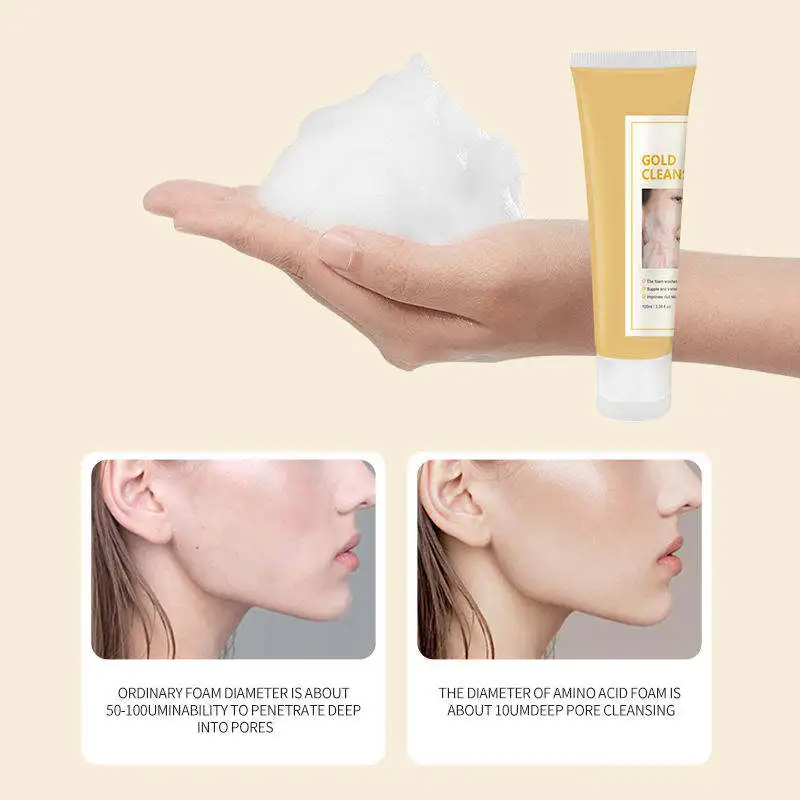 Set Ceramic Facial Cleanser Tightening Gel Lashes Gold Silver Lid Facial Wash Facial Brush Acne Foaming Cream Cleanser