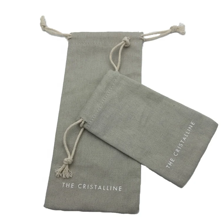 Quality 100% Cotton Drawstring Pouch Gray Canvas Christmas Santa Sacks Bas Wholesale