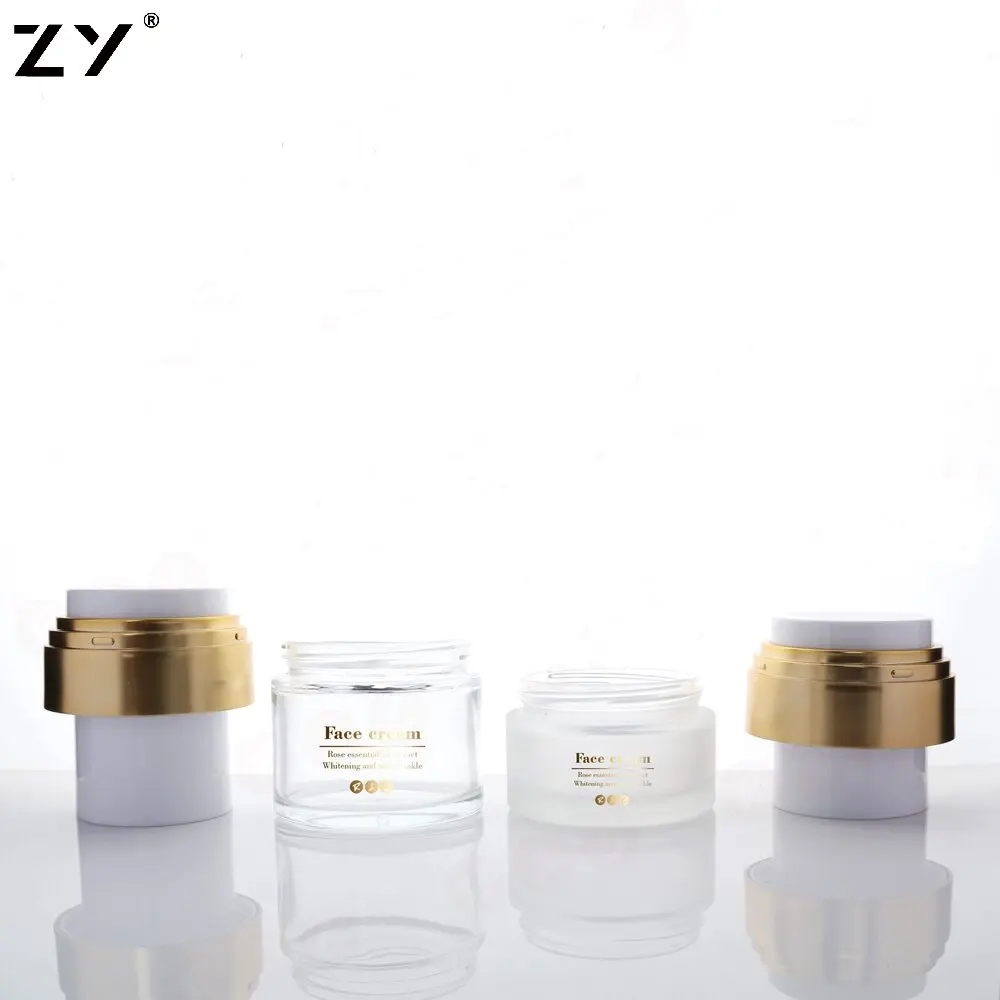 Glass 2Oz Airless Pump Jar Refillable Eco Airless Jar Airless Cosmetics Jar