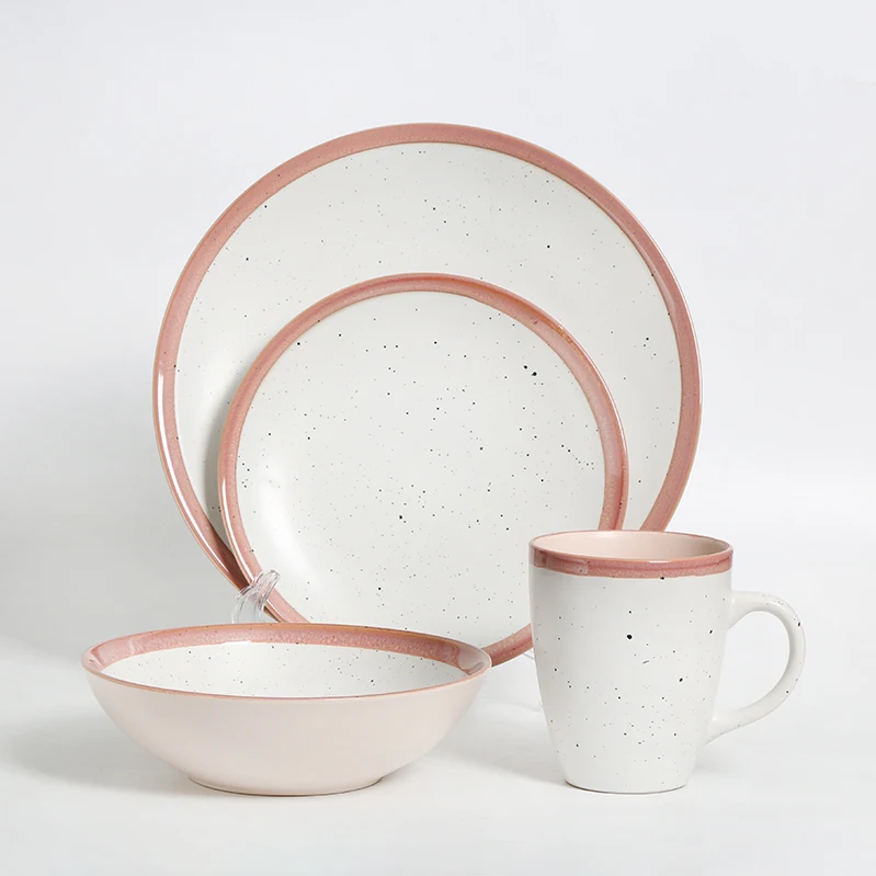 Wholesale New Design 16pcs European Style Starred Glaze Ceramic Dinner Set Sesame Glaze Ceramic tableware set