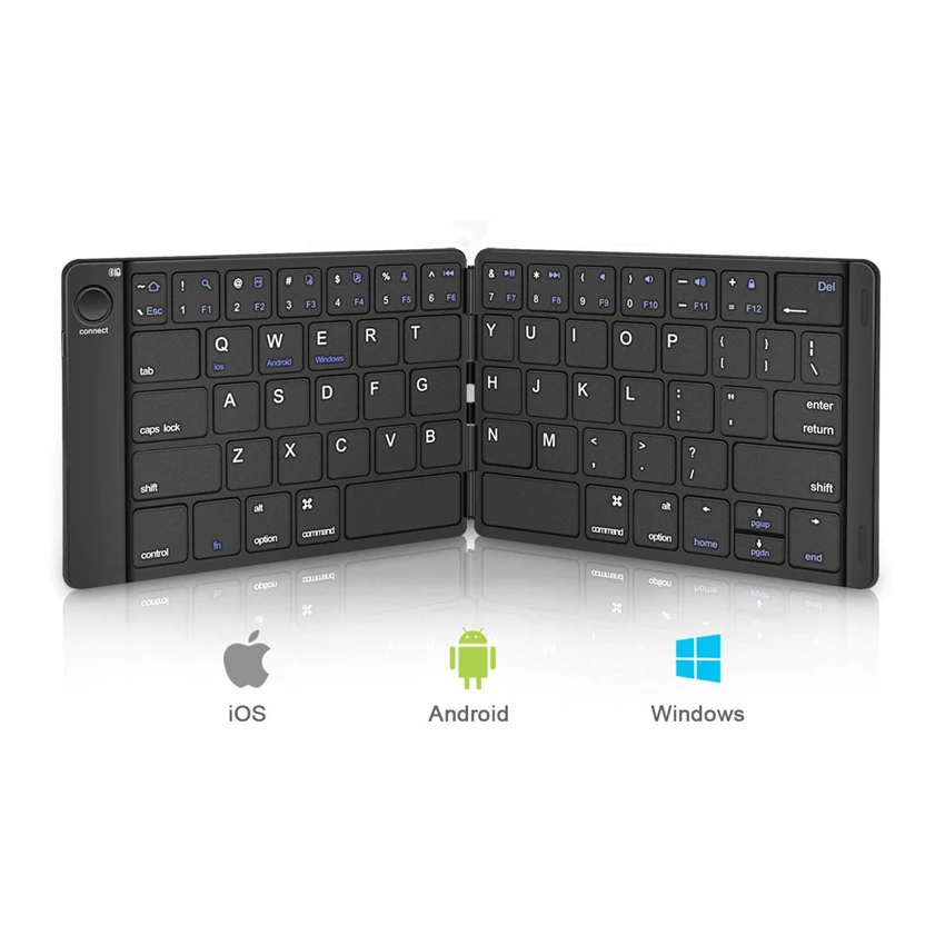 Ultra Slim Wholesale Promotional Leather Mini Wireless BT Folding Keyboard for Tablet PC Mobile Phone TV Box Portable Keyboard