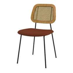 Best Selling Nordic Modern Pierre Jeanneret Black Brown Natural Wood Cane Wicker Rattan Back Office Dining Arm Chair