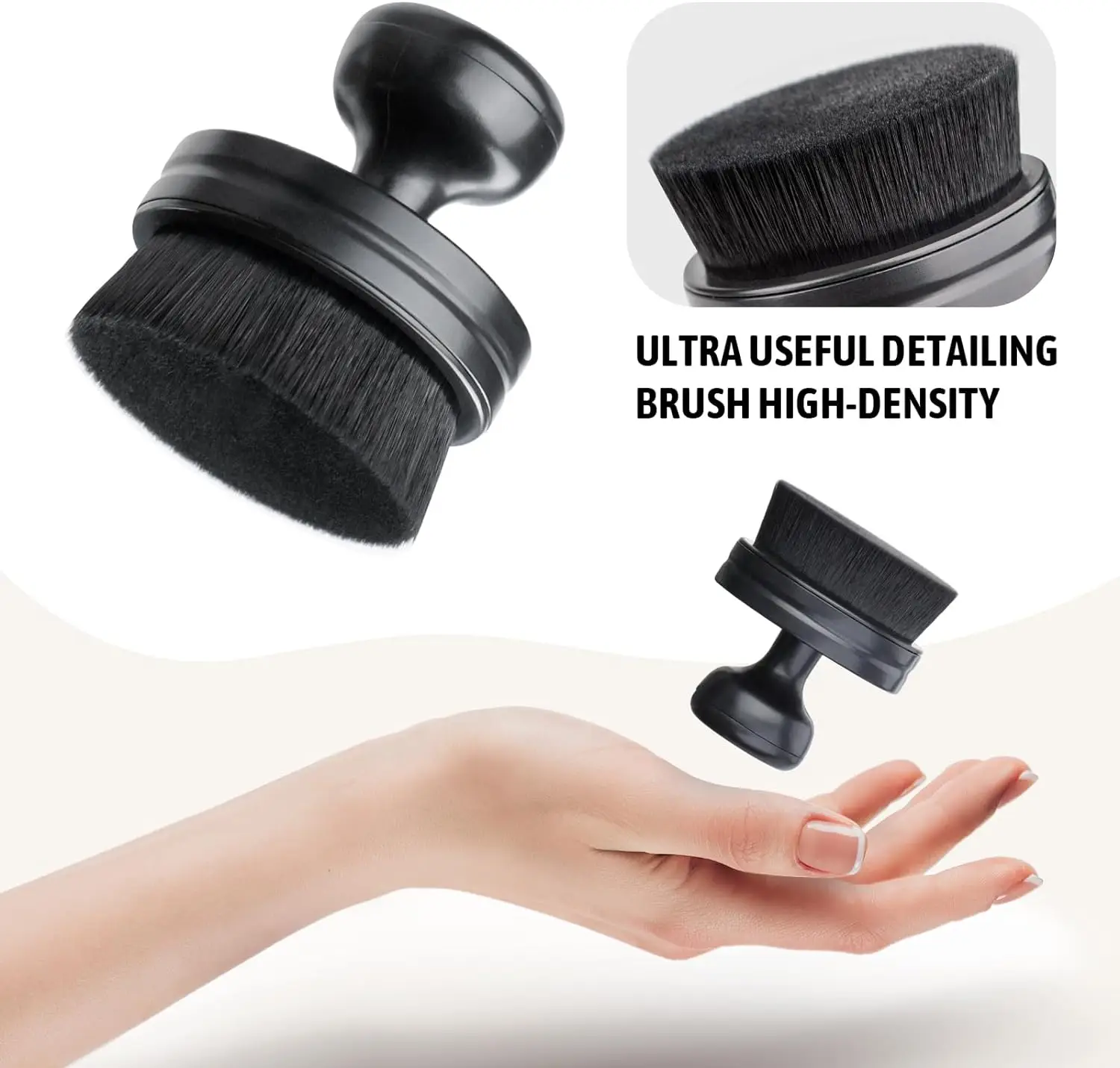 Black Seal Design with Cover Auto Tire Accessories Soft Detailing High Density Portable Car Cleaning Brush Dust Removal Brushes