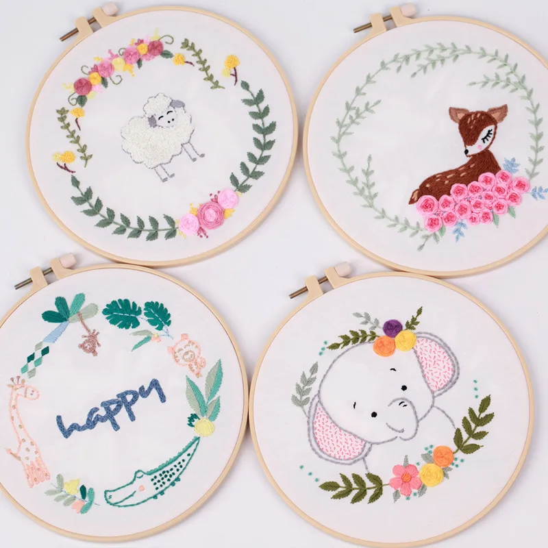 Cartoon Animals Plants Paintings Craft Rug Hook Embroidery Cross Stitch Kits for