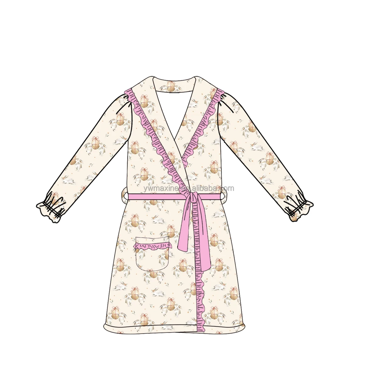 Easter Bunny Egg Designs Children Smocked Clothing OEM Kids Cotton Romper Pajamas with Baby Grow Blankets