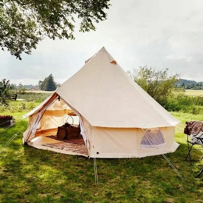 Family Camping Glamping Cotton Canvas Yurt Large Tent Luxury Outdoor Bell Tent All Weather