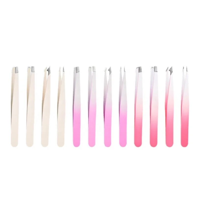 Custom Private Label Beauty Tools Eyebrow Clip colourful Eyelash Tweezers Make Up Tweezers Eyebrow Clip Set