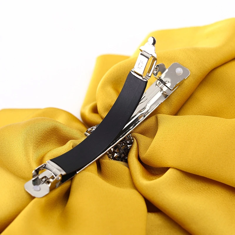 Custom Korea Solid Color Extra-large Size Bow Hair Clip 3D Headdress Flower Hair Spring Clip Satin Hair Bows Accessories