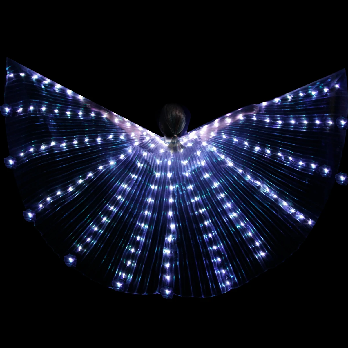 LED Isis Wing 240 lamp Belly Dance Glow Light Up Costume Party Club Wear with Sticks for Women/Girls