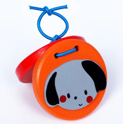 Wooden Castanets Musical Instrument Percussion Kids Hand Bells Clappers Soundboard Round Finger Clap Board Musical Toys