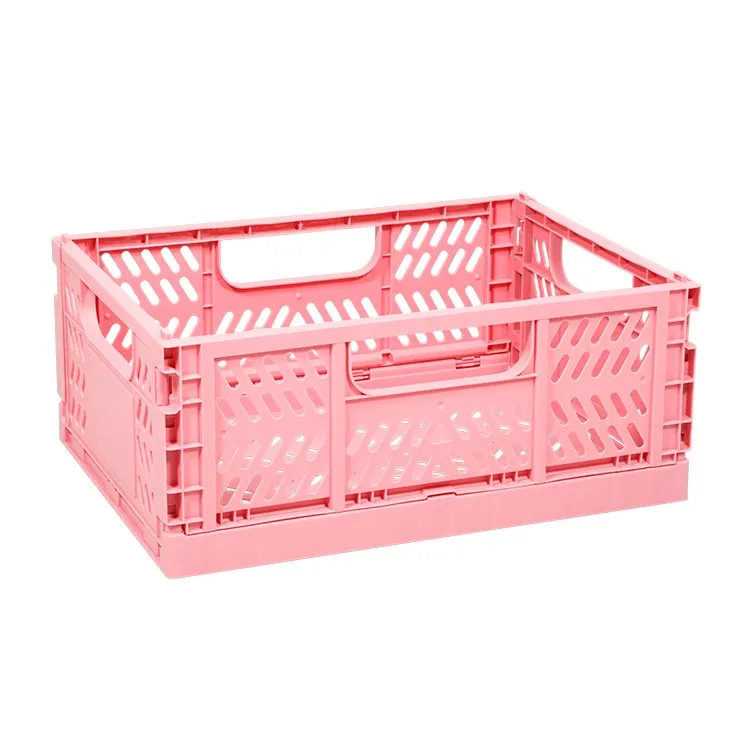 Newly items wholesale hot sale kids toys folding plastic storage basket with carry handle