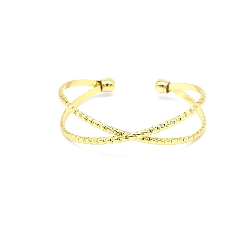 18k gold plated brass jewelry double charm bangle