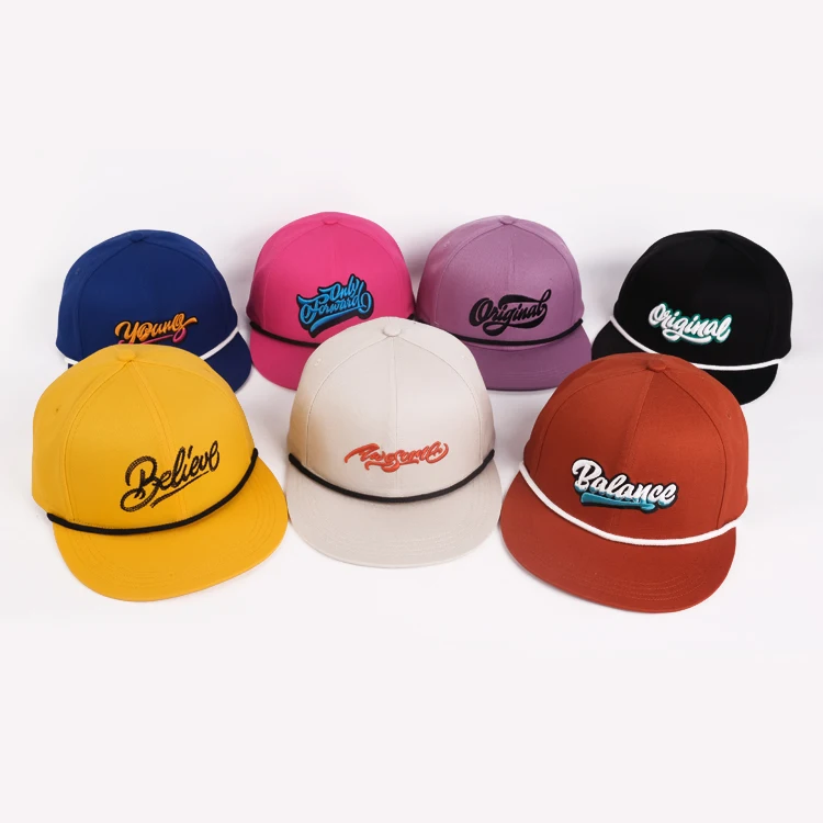 High Quality Men Custom 3d Logo Embroidery Sublimation Solid Gorras Snapback Hats Rope Caps