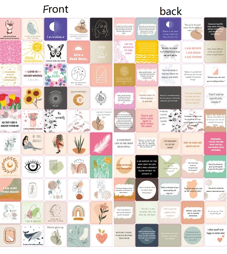 Positive Affirmations Cards for Women - 50 Mindfulness Cards with delicate  box Inspirational Quotes Motivational card printing