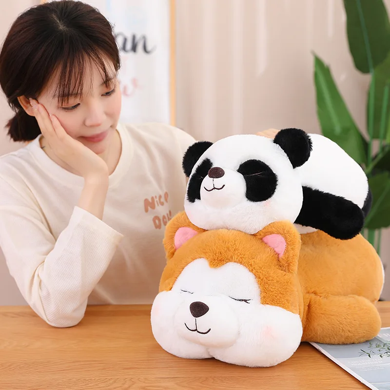 Factory Wholesale Cute Soft Husky Dog Panda Pig Stuffed Animals Plush Pillow for Kids Adults