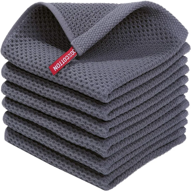 Best Ultra Soft Absorbent Quick Drying classic organic Cotton Waffle Weave Tea hand kitchen Towel dish cloths 12x12 Inches
