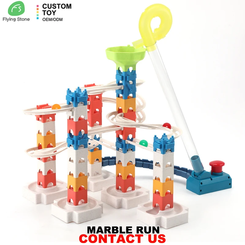 OEM ODM Custom LOGO 45 58 63 81 PCS Marble Run Compatible Race Track Toy DIY Funnel Slide Children Gift Building Block Sets