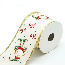 Christmas Father Wide Decoration Wired Gift Jute Ribbon Bow